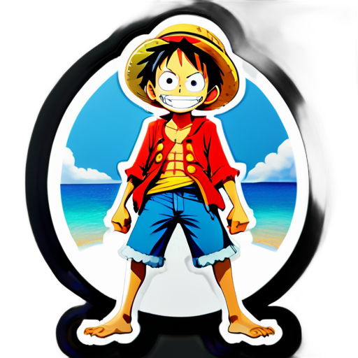 Generar una pegatina de Monkey D. Luffy de One Piece en el mar sticker