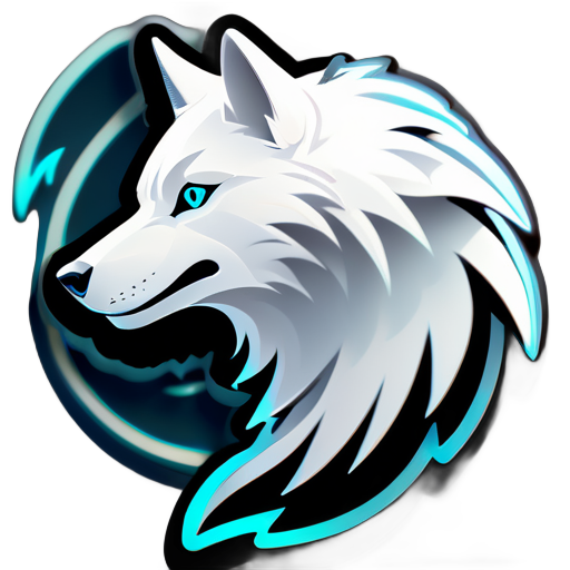 Ein gespenstisch weißer Wolf-Umriss, mit subtilen grauen Schattierungen, um Tiefe hinzuzufügen. Der Text "GhostWing Gaming" ist elegant und ätherisch, passend zum gespenstischen Thema sticker