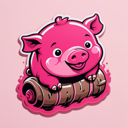 Porco Rosa Rolando na Lama sticker