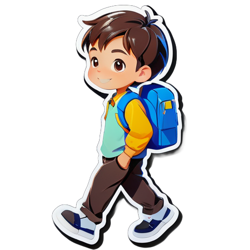 A boy walking to school sticker