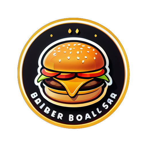 logo, a logo for a burger shop, food, dark background sticker