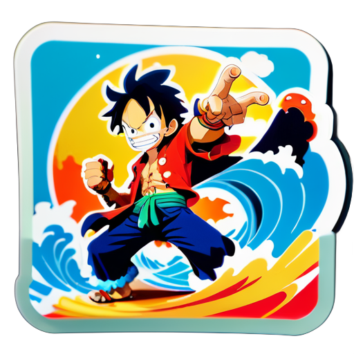 Luffy is fighting with Kaido in vano land    sticker