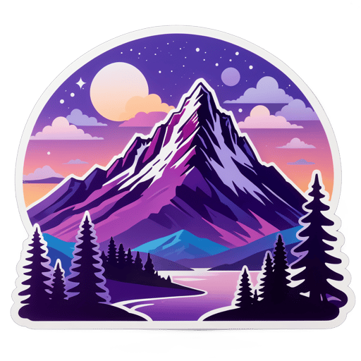 Majesté de la Montagne Pourpre au Crépuscule sticker