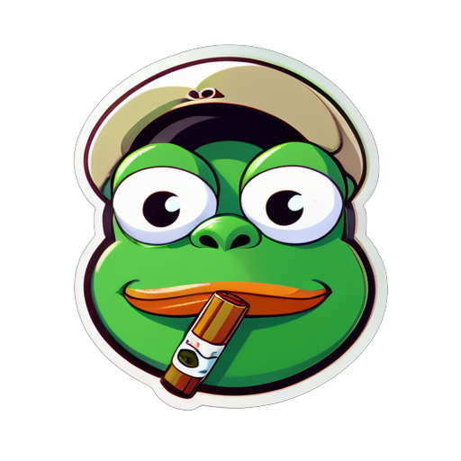 image of a cute pepe smoking 🚬 cocaine  sticker