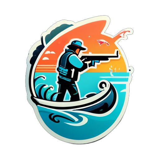 pescado y pistola sticker