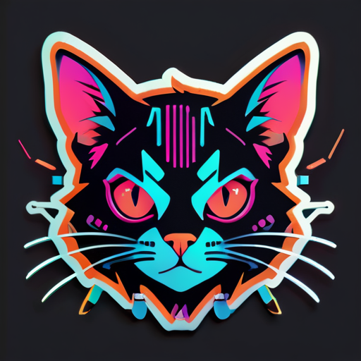 gato ciberpunk sticker