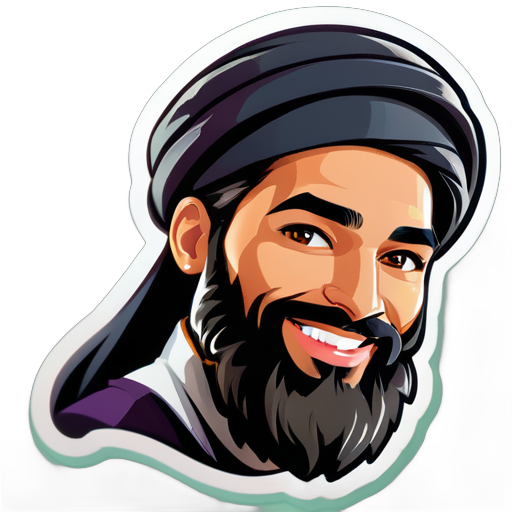 a man with good looking islamic beard taking slaam to all
 sticker