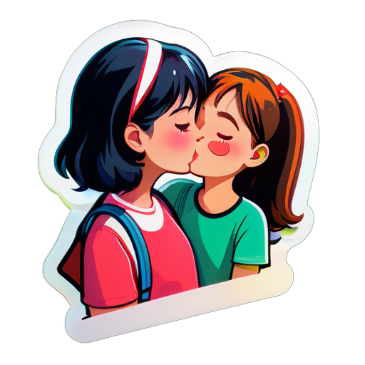 Generate sticket with girl kissing girl sticker