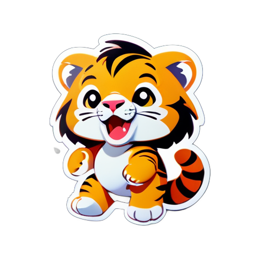 A moving Q version little tiger sticker