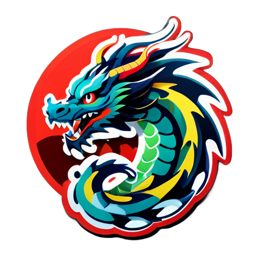 dragon in Japanese graphic style sticker