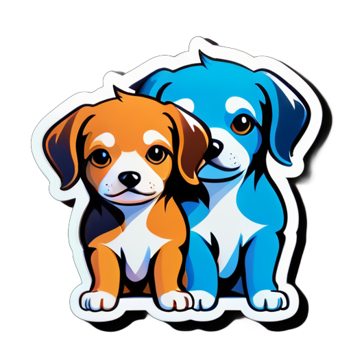 two little dog sticker