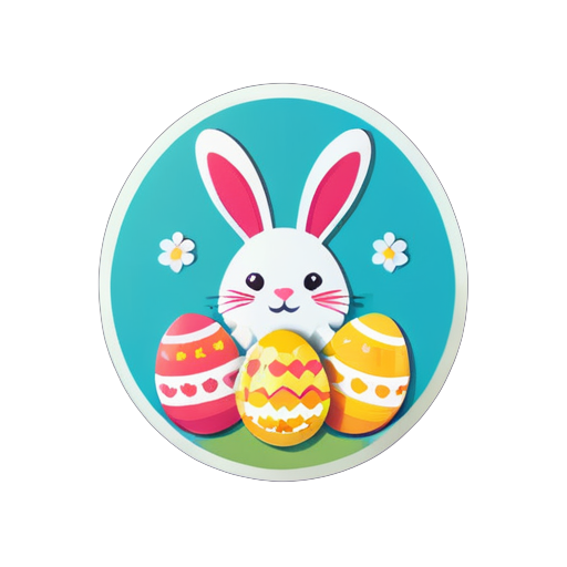 Easter, Eggs and Bunny
 sticker