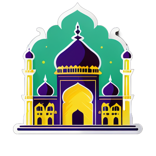 Prompt: Escolha um marco famoso de Lucknow, como o Bara Imambara ou a Rumi Darwaza. Estilo: Simplifique o marco em uma ilustração fofa e cartunesca. sticker