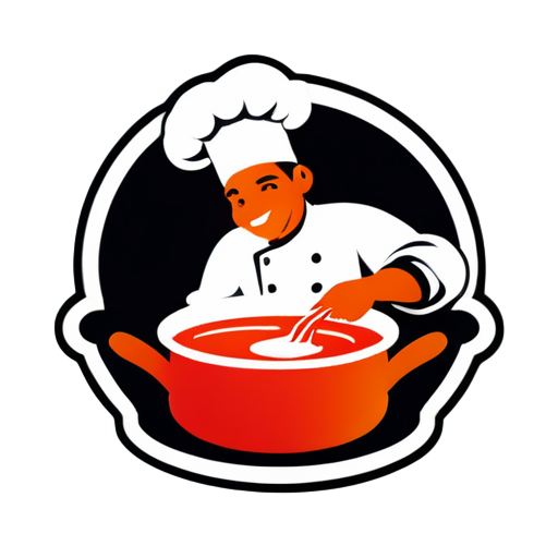 Un chef qui fait bouillir de la soupe sticker