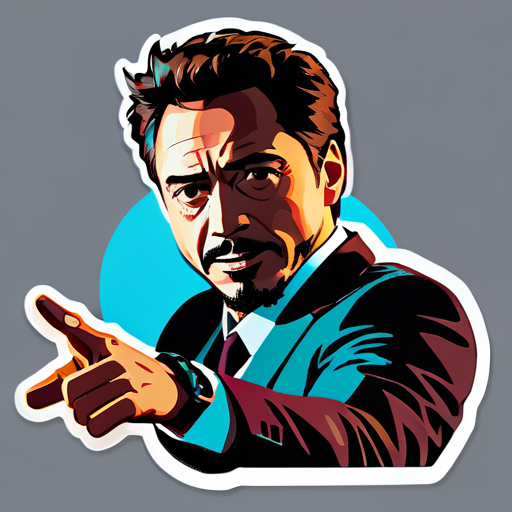 tony stark giving something in hand
 sticker