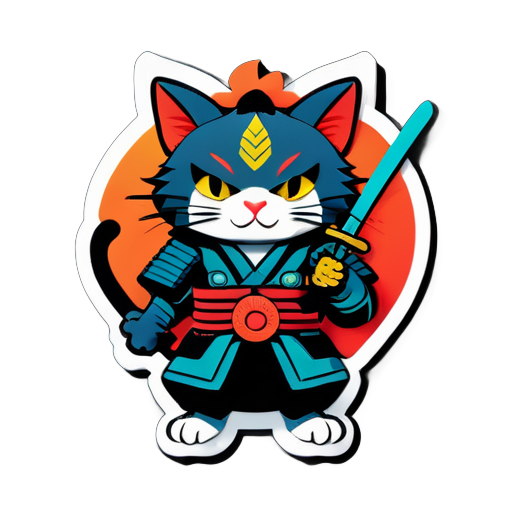 samurai cat sticker