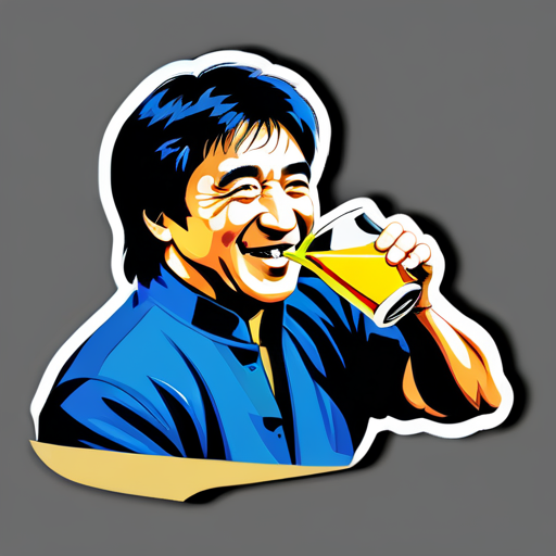 Ngôi sao võ thuật Jackie Chan đang uống rượu sticker