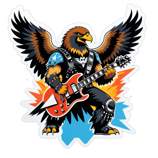 Hawk Heavy Metal với Guitar Điện sticker