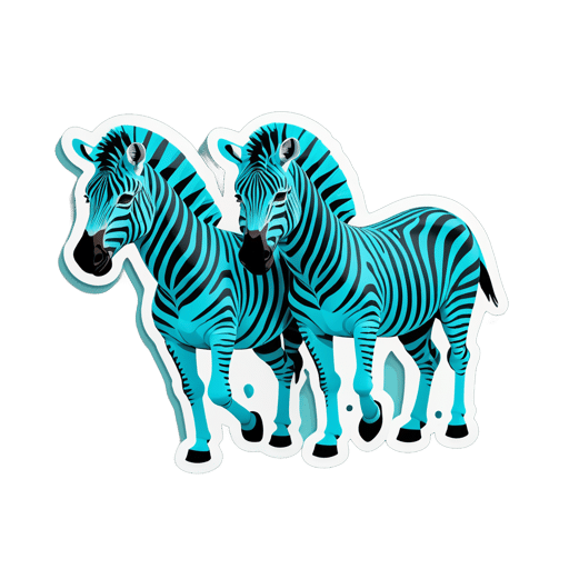 Zebras Cian de gran tamaño sticker