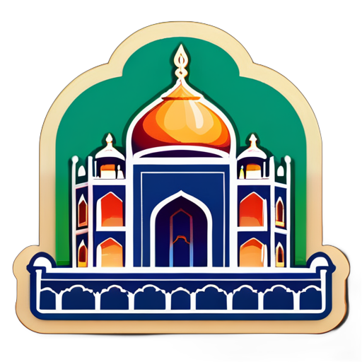 Generate Sticker of Taj mahal with Babur on top of tomb sticker