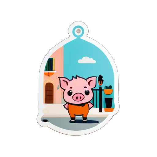 a little tender pig hanging around in the intalian street sticker