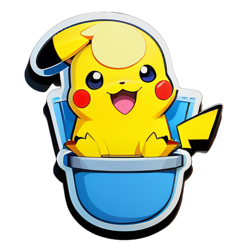 Pikachu 在浴室 sticker