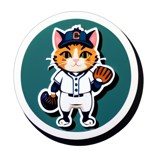 cat baseball sticker