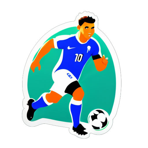  Ronaldo está corriendo con el balón sticker