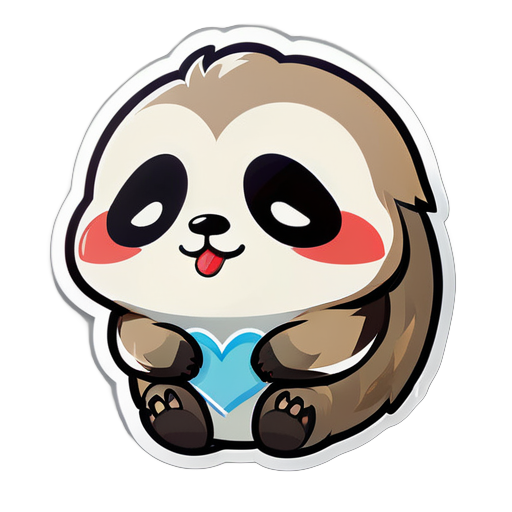 Sad chibi sloth with a little cloud coming out of its mouth. The cloud has a small red heart at the end. sticker