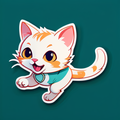 A running little cat sticker