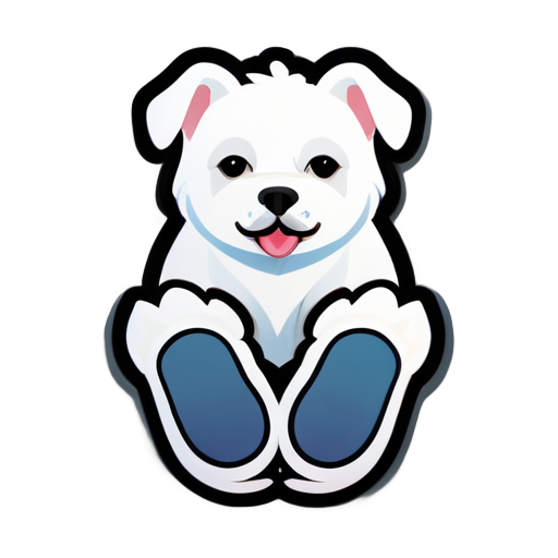 logo white dog with slippers  sticker