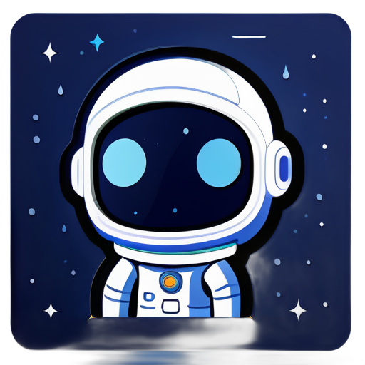 Astronaut avatar on Nintendo style, drawn in one stroke, deep blue sticker