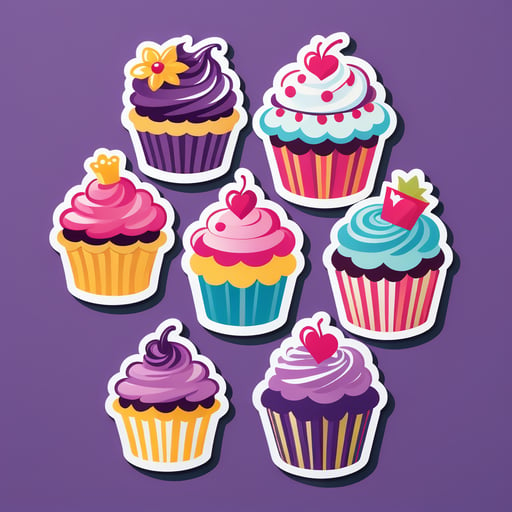 Selección de cupcakes elegantes sticker