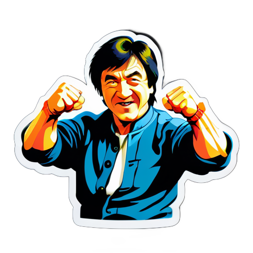 O mestre de artes marciais Jackie Chan pratica o punho bêbado sticker