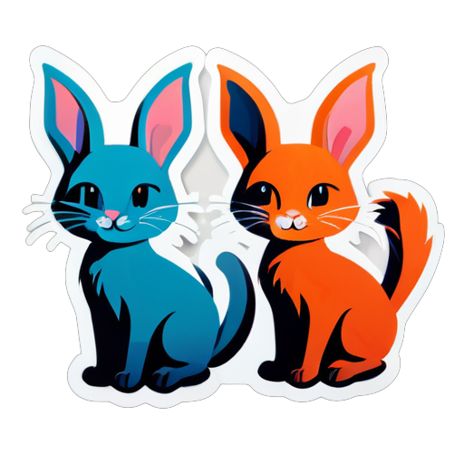 cat and rabbit sticker