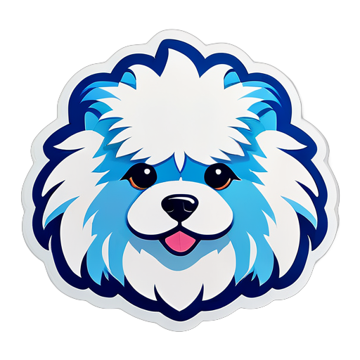 white dog fluffy hair
 sticker