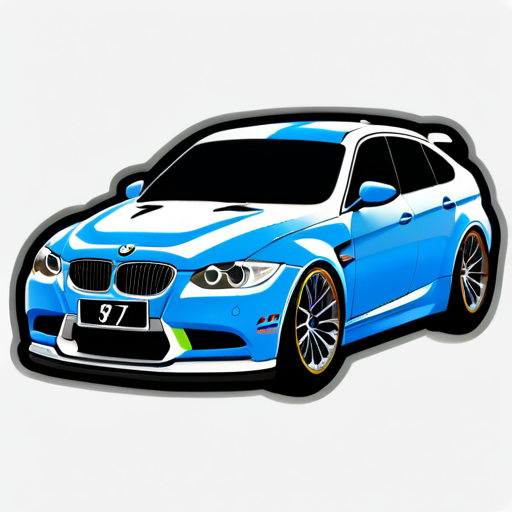 La BMW 3GT, immatriculée JI R9HT82 sticker