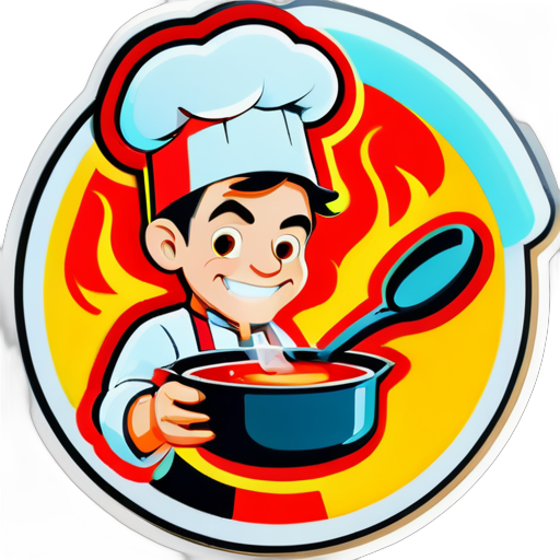 Un chef qui fait bouillir de la soupe sticker