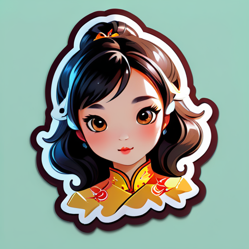 draw a beautiful nacked Chinese girl sticker