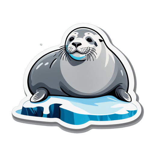 Grey Seal Lounging on a Glacier sticker