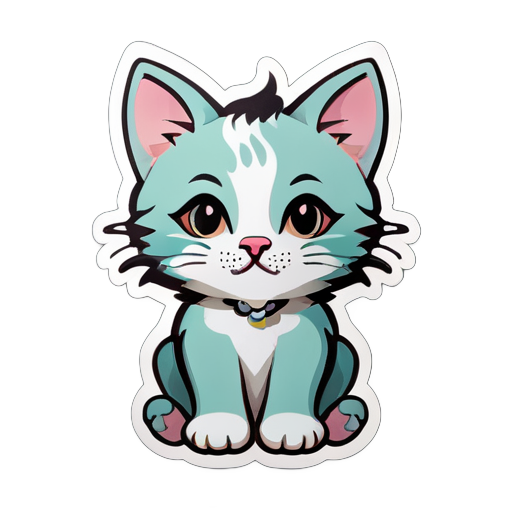 Gatinho calmo com piercing no septo de corpo inteiro sticker