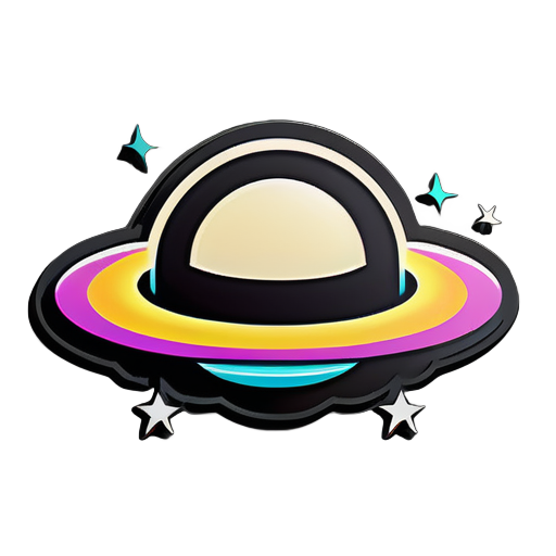 Saturn dans le style Nintendo sur fond noir uniquement sticker