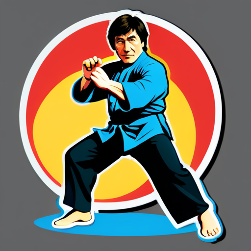 Kung-Fu-Superstar Jackie Chan führt Kung-Fu-Vorführung auf sticker