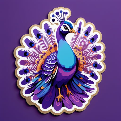 Pavão Roxo Exibindo Penas sticker