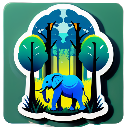 elephant in woods
 sticker