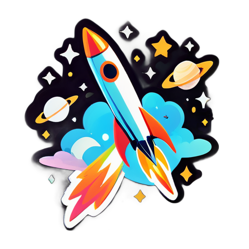 rocket flying in space
 sticker