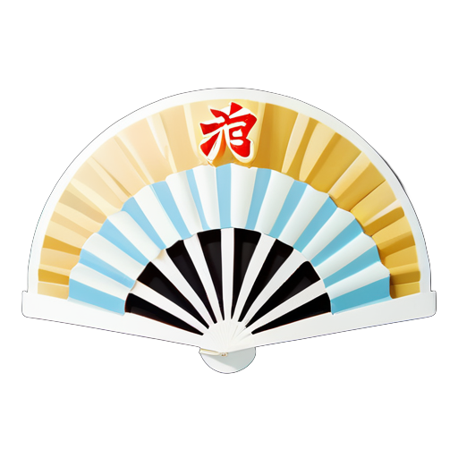 A folded paper fan with the Chinese character 'nòng' written on it. sticker