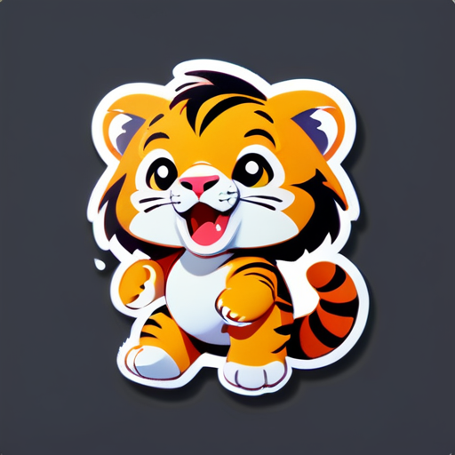 A moving Q version little tiger sticker