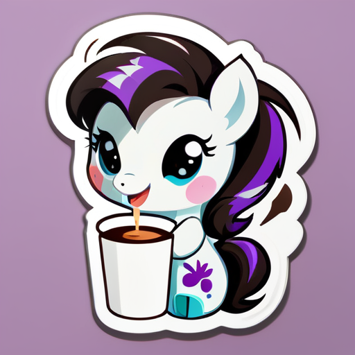 Baby Pony drinking cofee in the morning sticker