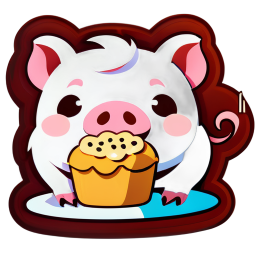 a pig eatting food sticker